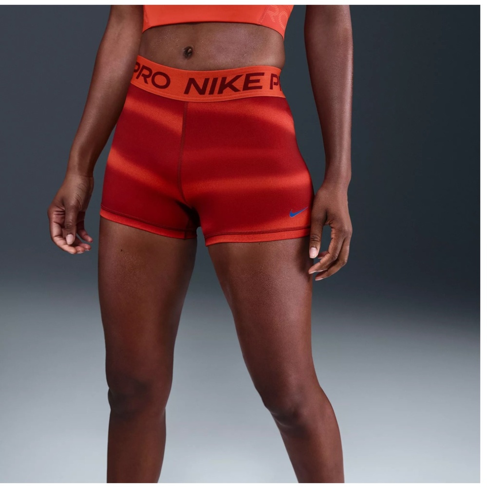 Nike Women's Pro 3" Red Striped Shorts